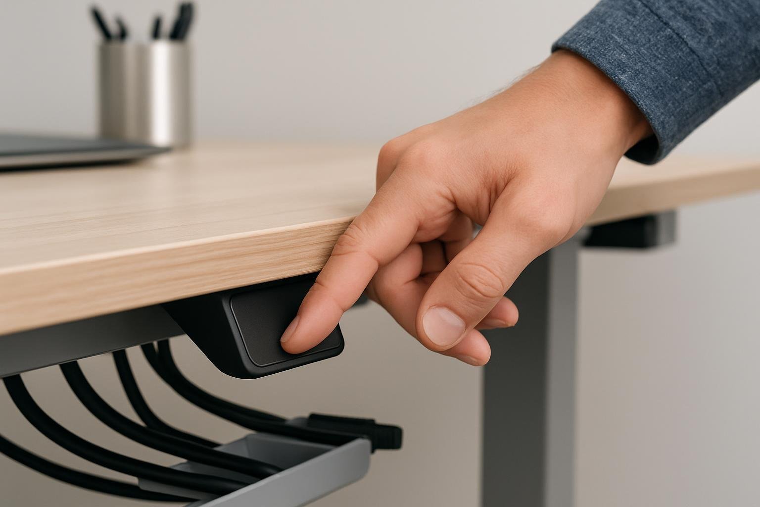 Symbolbild zu Ergonomie und Büroorganisation: Auswahl und Integration höhenverstellbarer Schreibtische ins organisierte 