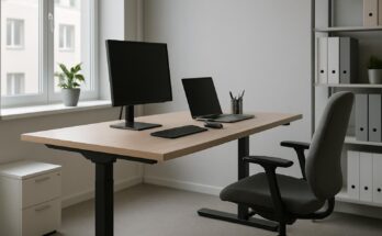 Titelbild zu Ergonomie und Büroorganisation: Auswahl und Integration höhenverstellbarer Schreibtische ins organisierte B