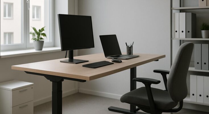 Titelbild zu Ergonomie und Büroorganisation: Auswahl und Integration höhenverstellbarer Schreibtische ins organisierte B